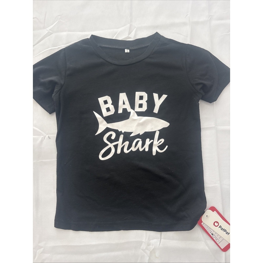 Pat Pat Baby Shark Little Kids Shirt Size Small New With Tags Black Graphic